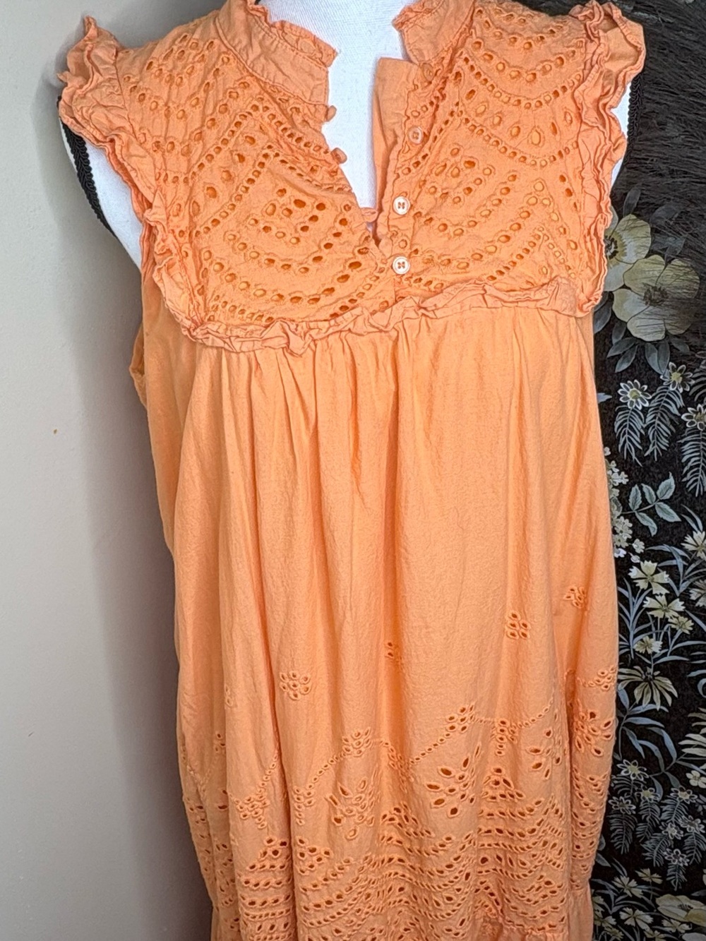 In Bloom Peach Eyelet Sleeveless Tunic